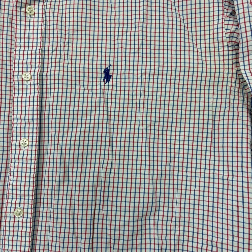Polo Ralph Lauren Blake Shirt Mens XL Red Blue Plaid Cotton Long Sleeve Buttons